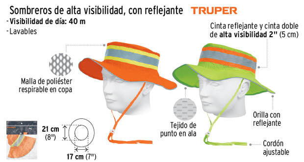 SOMBRERO C/REFLEJANTE NARANJA ALTA VISIBILIDAD
