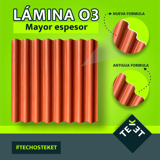 LAMINA POLIPROPILENO ROJA 10 ONDAS  X .76