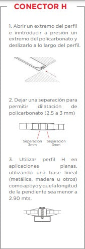 PERFIL P/POLICARBONATO TIPO H DE 7.32