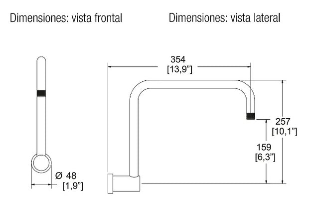 Brazo y chapetón para regadera MODELO TR-039